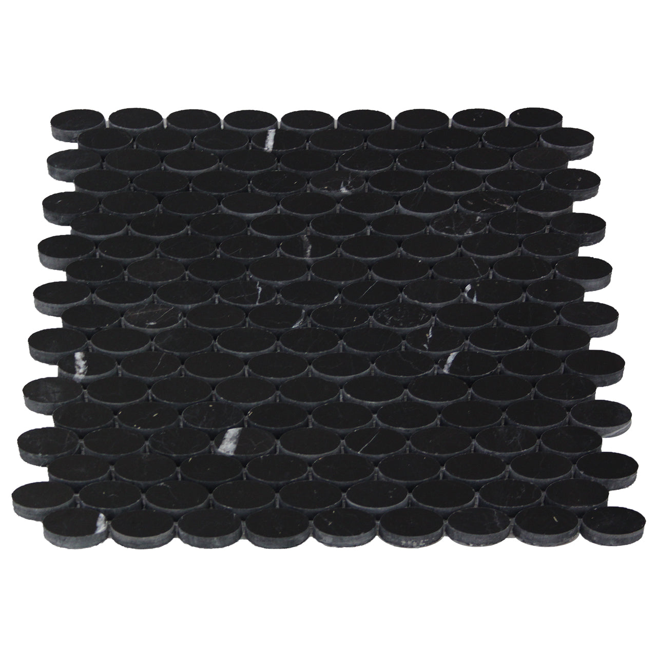 Nero Marquina Black Marble Ellipse Oval Mosaic Tile Polished