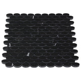 Nero Marquina Black Marble Ellipse Oval Mosaic Tile Polished