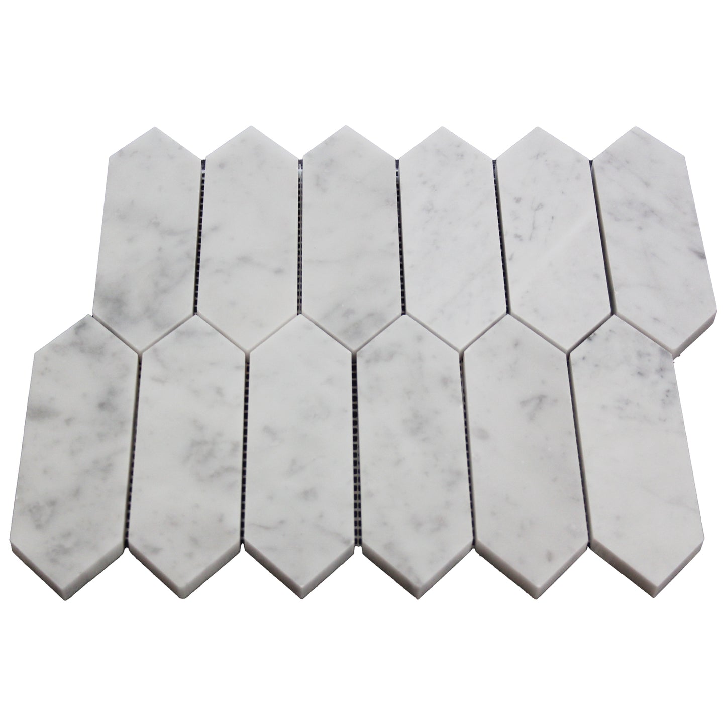 Carrara White Italian Marble Picket  Mosaic Tile Honed