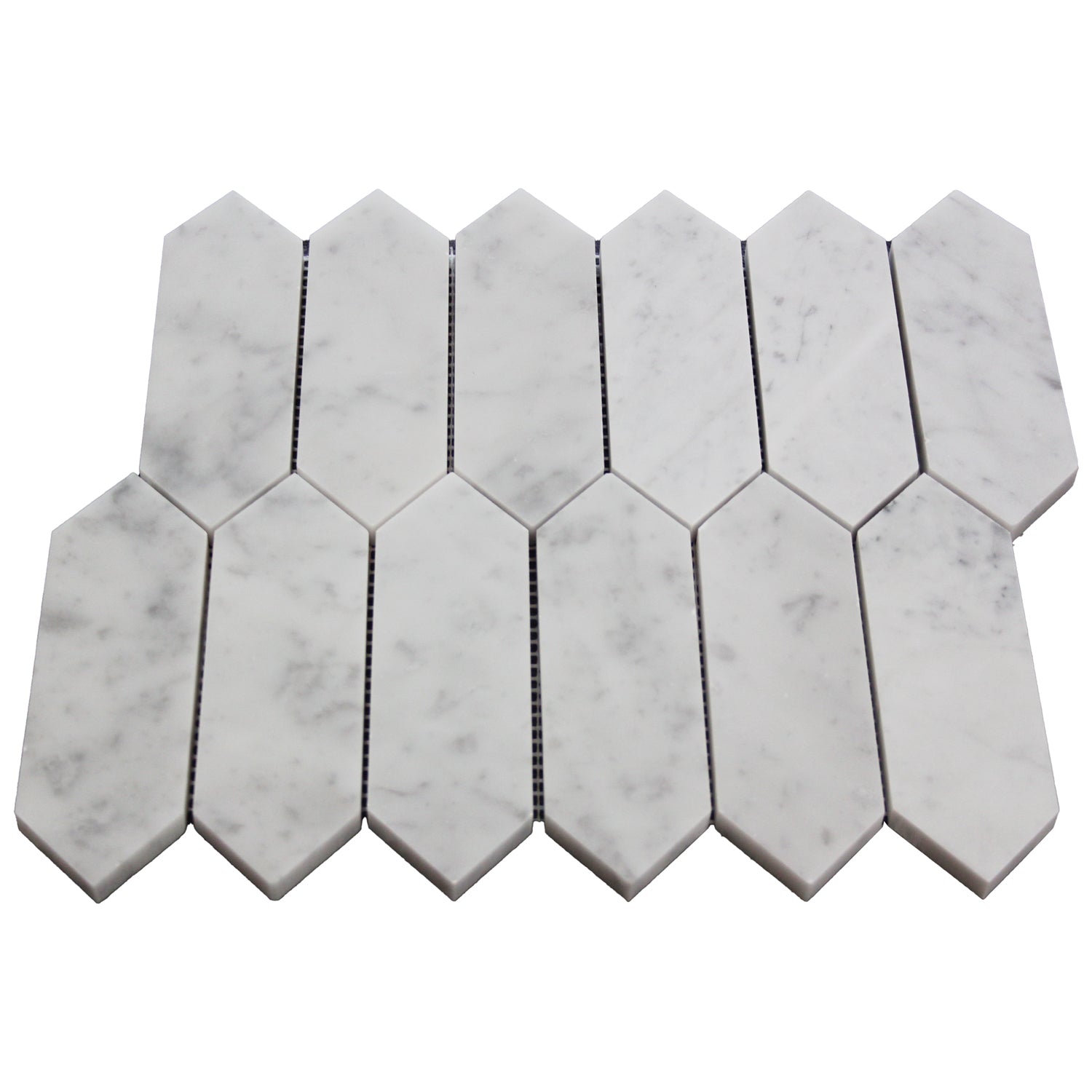 Carrara White Italian Marble Picket  Mosaic Tile Polished