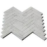 Carrara White Italian Marble 1" x 4" Herringbone Mosaic Tile Polished