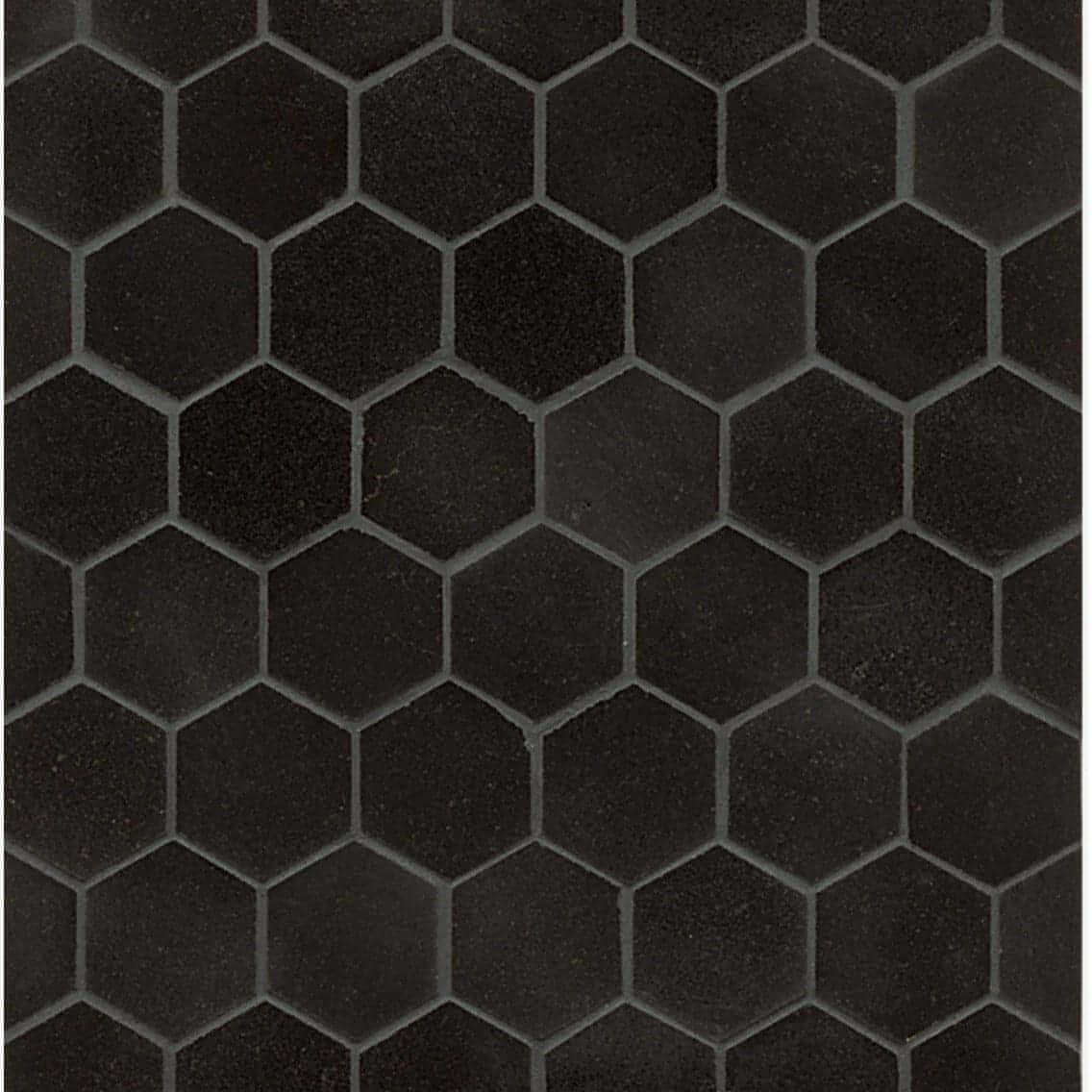2x2 in. Absolute Black Hexagon Polished Granite Mosaic