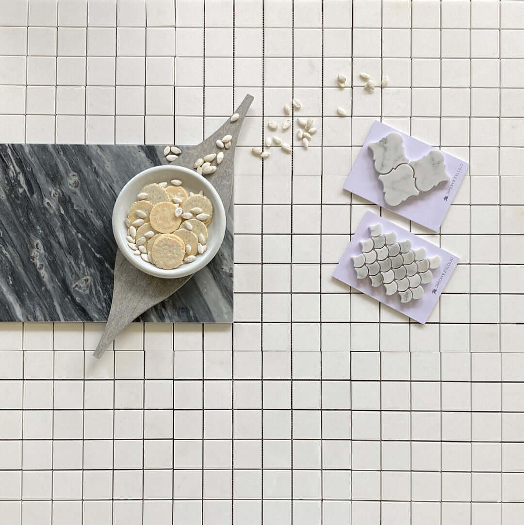 2x2 Thassos White Marble Mosaic Tile