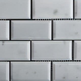 2x4 Carrara White Marble Deep Beveled Brick Mosaic Tile