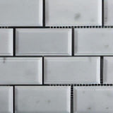 2x4 Carrara White Marble Deep Beveled Brick Mosaic Tile