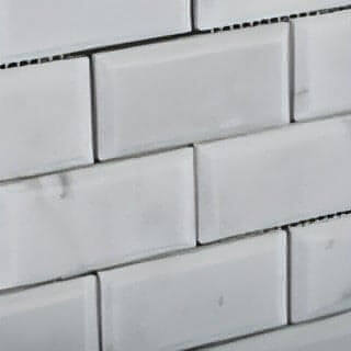 2x4 Carrara White Marble Deep Beveled Brick Mosaic Tile