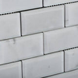 2x4 Carrara White Marble Deep Beveled Brick Mosaic Tile
