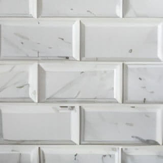 2x4 Carrara White Marble Deep Beveled Brick Mosaic Tile