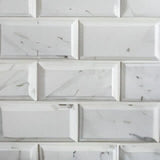 2x4 Carrara White Marble Deep Beveled Brick Mosaic Tile