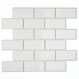2x4 Thassos White Marble Beveled Brick Mosaic Tile