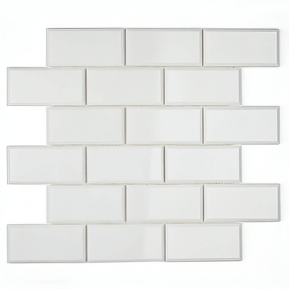 2x4 Thassos White Marble Beveled Brick Mosaic Tile