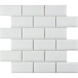 2x4 Thassos White Marble Beveled Brick Mosaic Tile