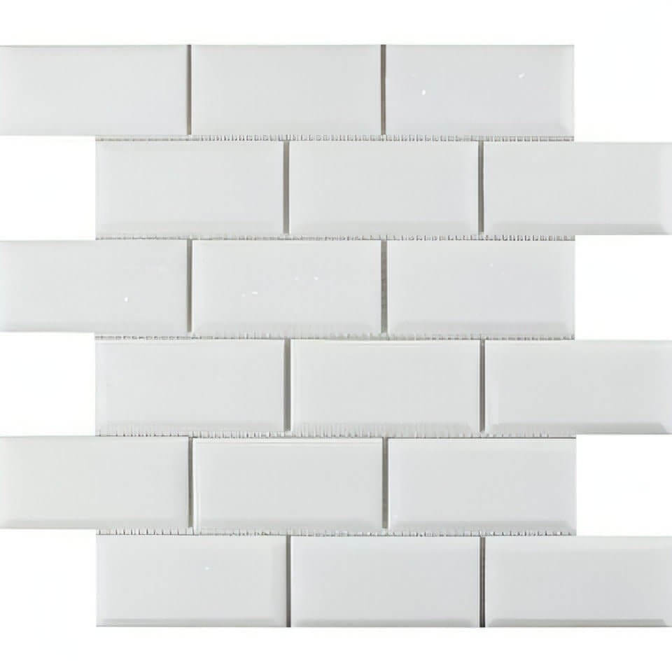 2x4 Thassos White Marble Beveled Brick Mosaic Tile
