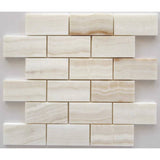 2x4 Vanilla Onyx Brick Mosaic - (Vein-cut / Straight-Edged) Polished
