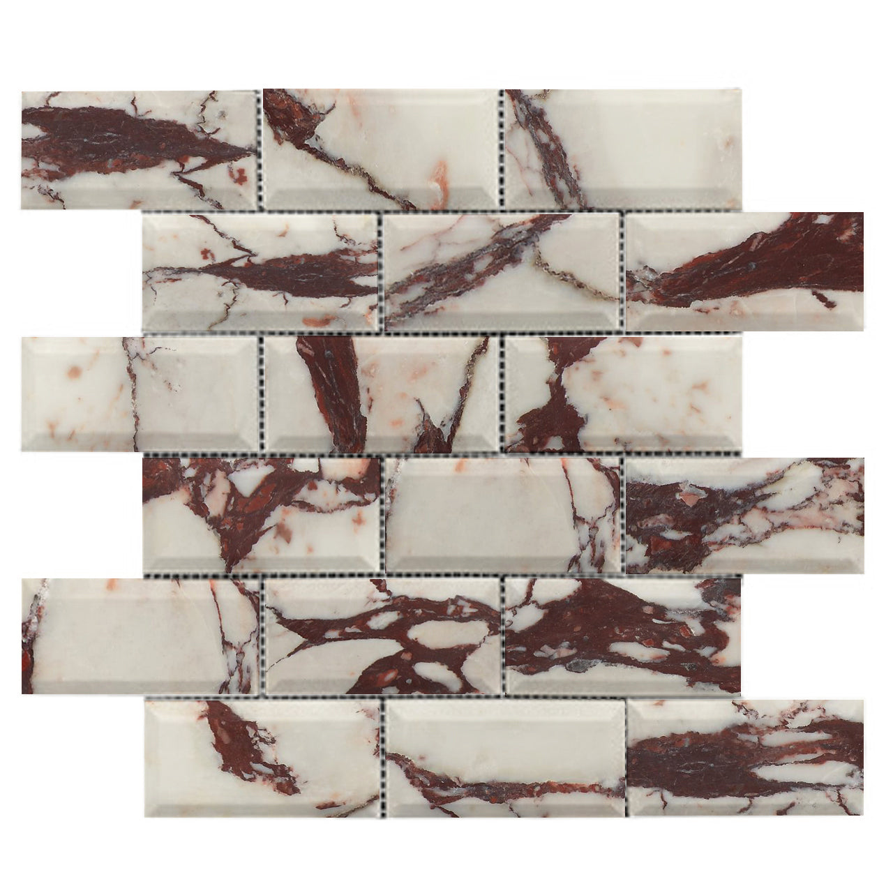 Calacatta Viola Marble 2x4 Wide Bevel Subway Mosaic Tile Polished