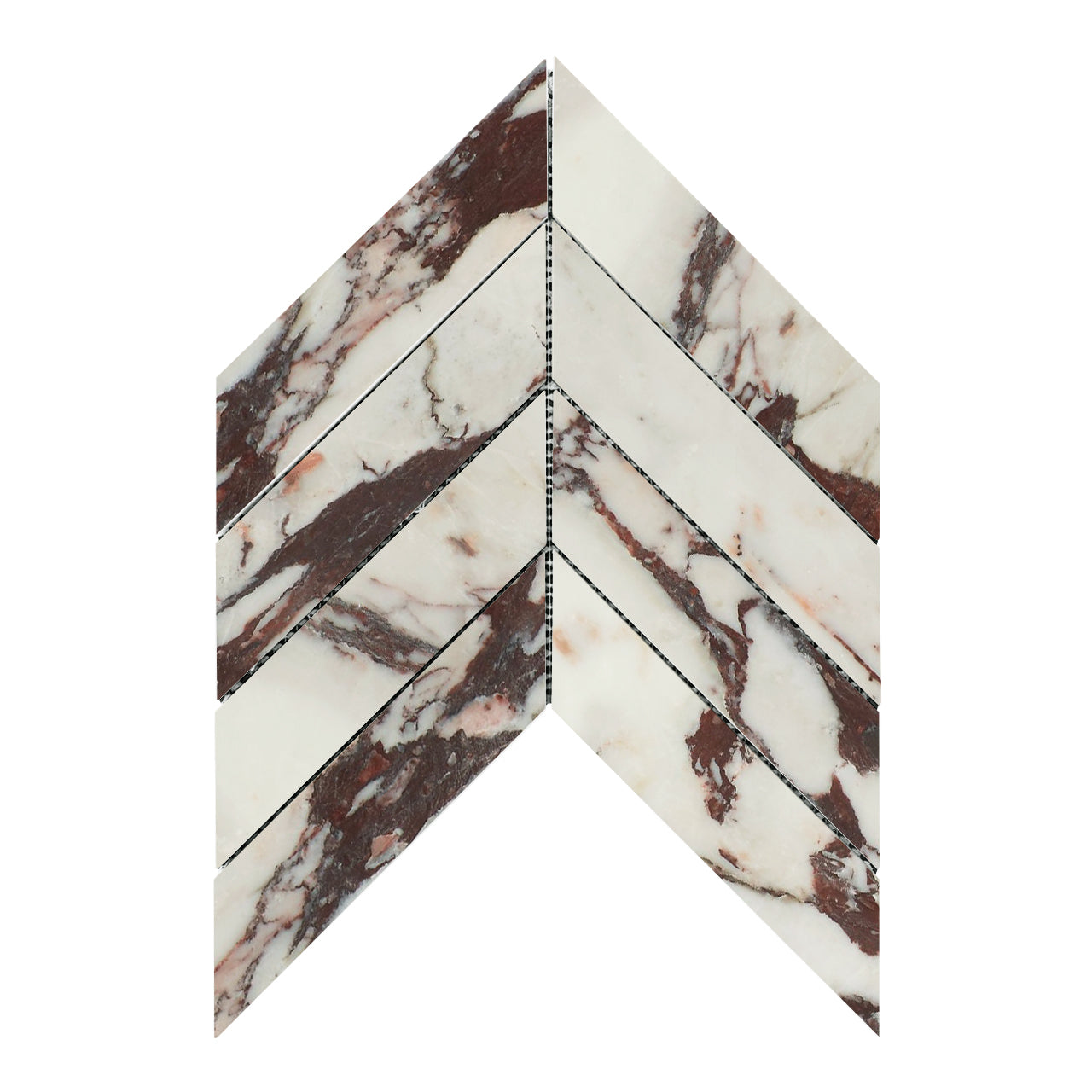 Calacatta Viola Marble 2" x 8" Chevron Mosaic Tile Honed
