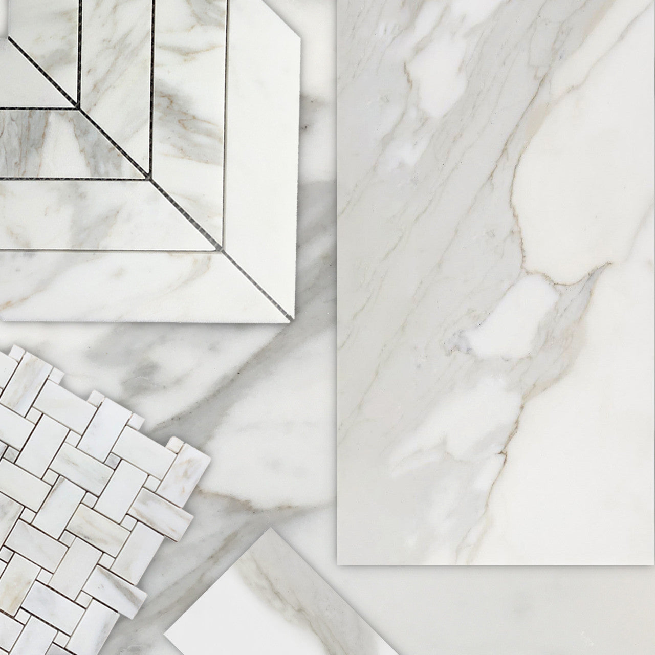 Calacatta Gold Italian Marble 2" x 8" Chevron Mosaic Tile Polished