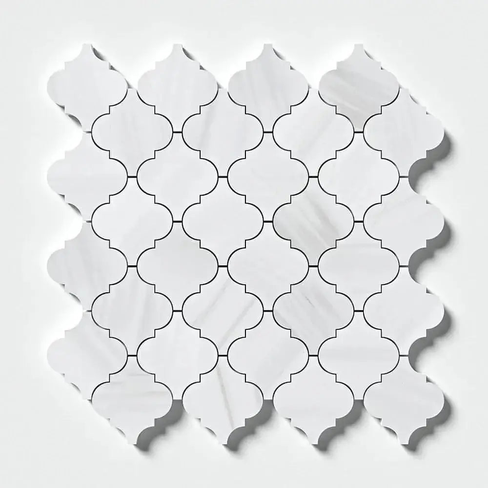 3” Bianco Dolomite Arabesque Mosaic