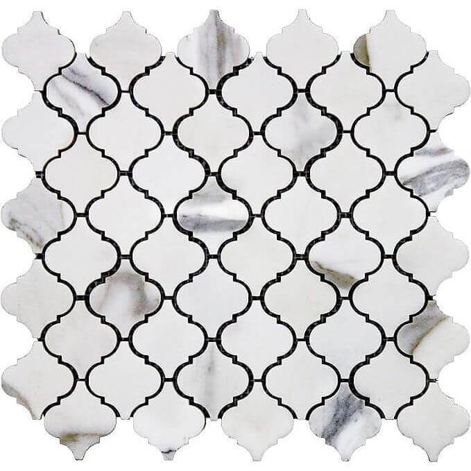 3" Calacatta Gold Arabesque / Lantern Mosaic
