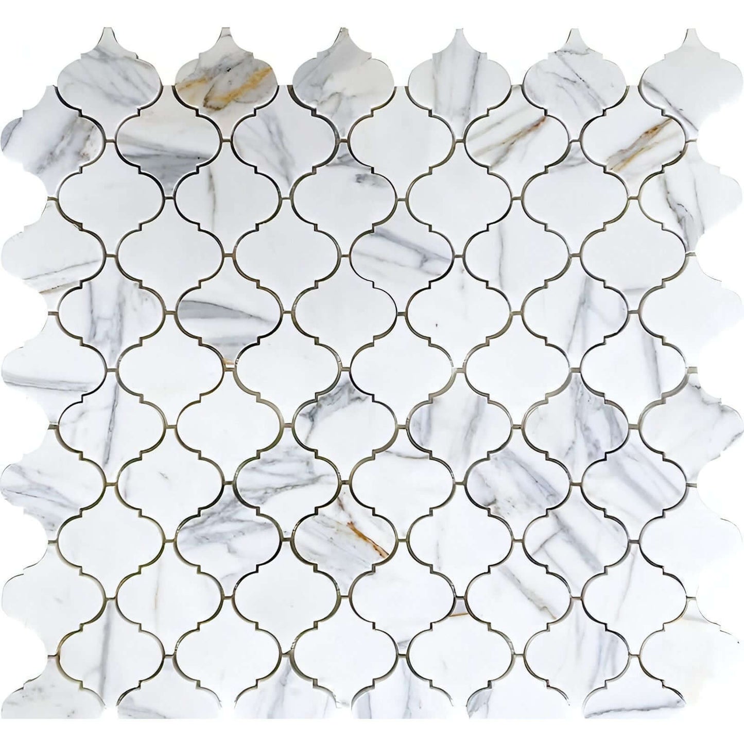 3" Calacatta Gold Arabesque / Lantern Mosaic