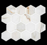3" Tuscan Calacatta Oro Marble Hexagon Mosaic Tile