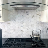 3" Tuscan Calacatta Oro Marble Hexagon Mosaic Tile