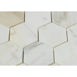 3" Tuscan Calacatta Oro Marble Hexagon Mosaic Tile
