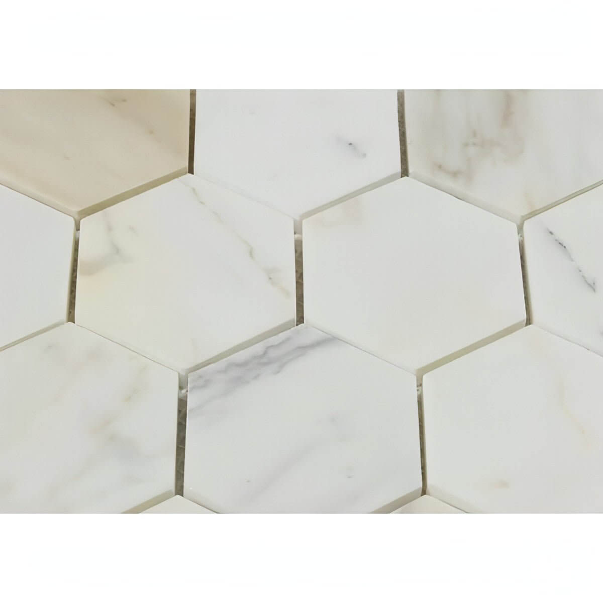3" Tuscan Calacatta Oro Marble Hexagon Mosaic Tile
