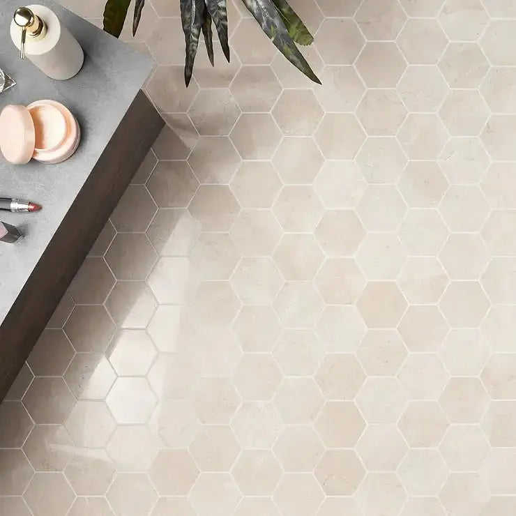 3”  Alicante Crema Marfil Hexagon Spanish Marble