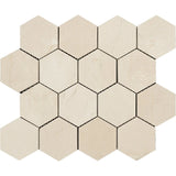 3”  Alicante Crema Marfil Hexagon Spanish Marble
