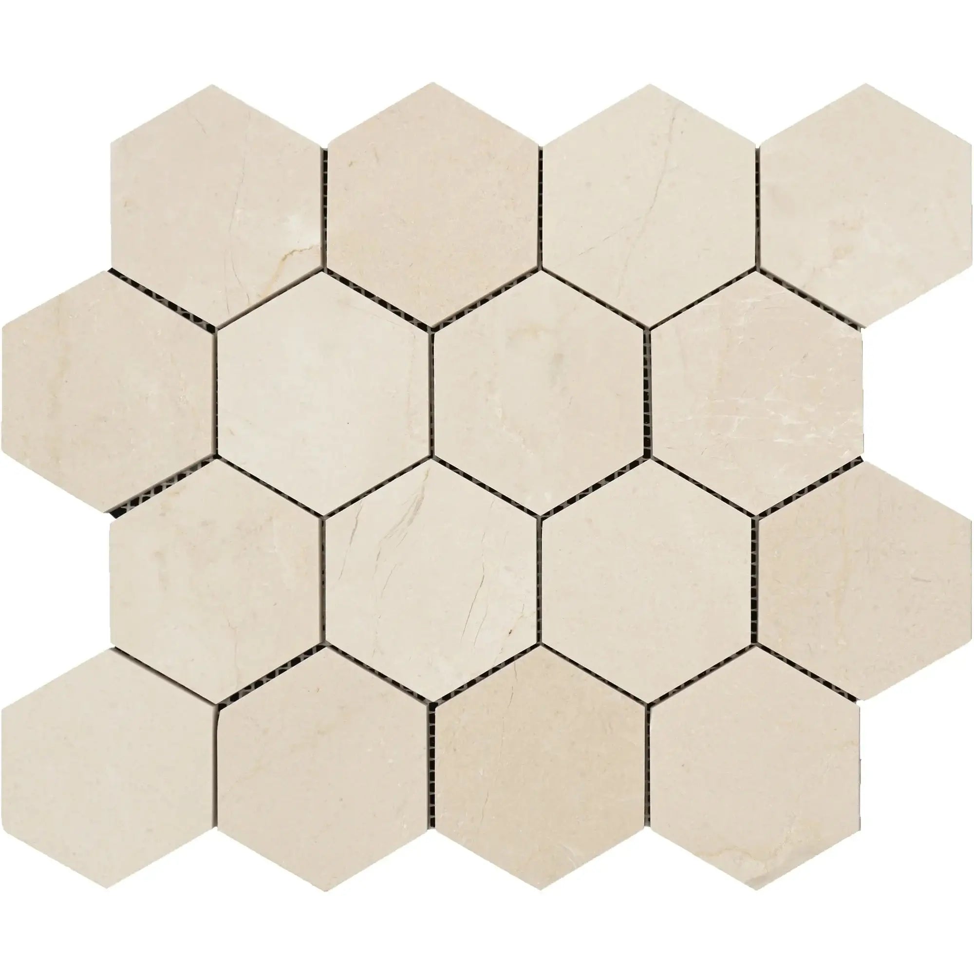 3”  Alicante Crema Marfil Hexagon Spanish Marble