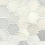 3” Greecian White Polished Hexagon Mosaic Tile
