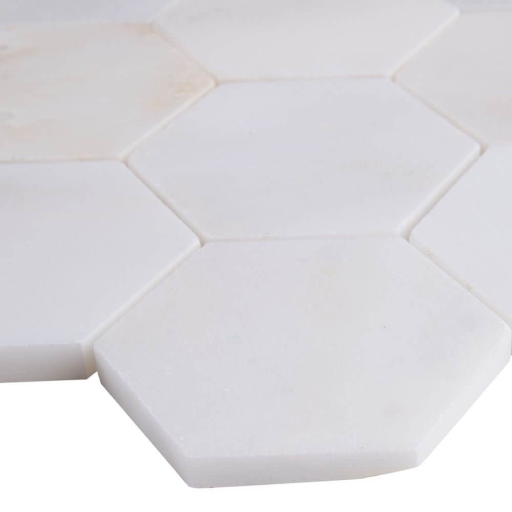 3” Greecian White Polished Hexagon Mosaic Tile