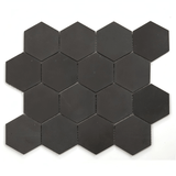 3“ Hexagon Basalt Mosaic Honed