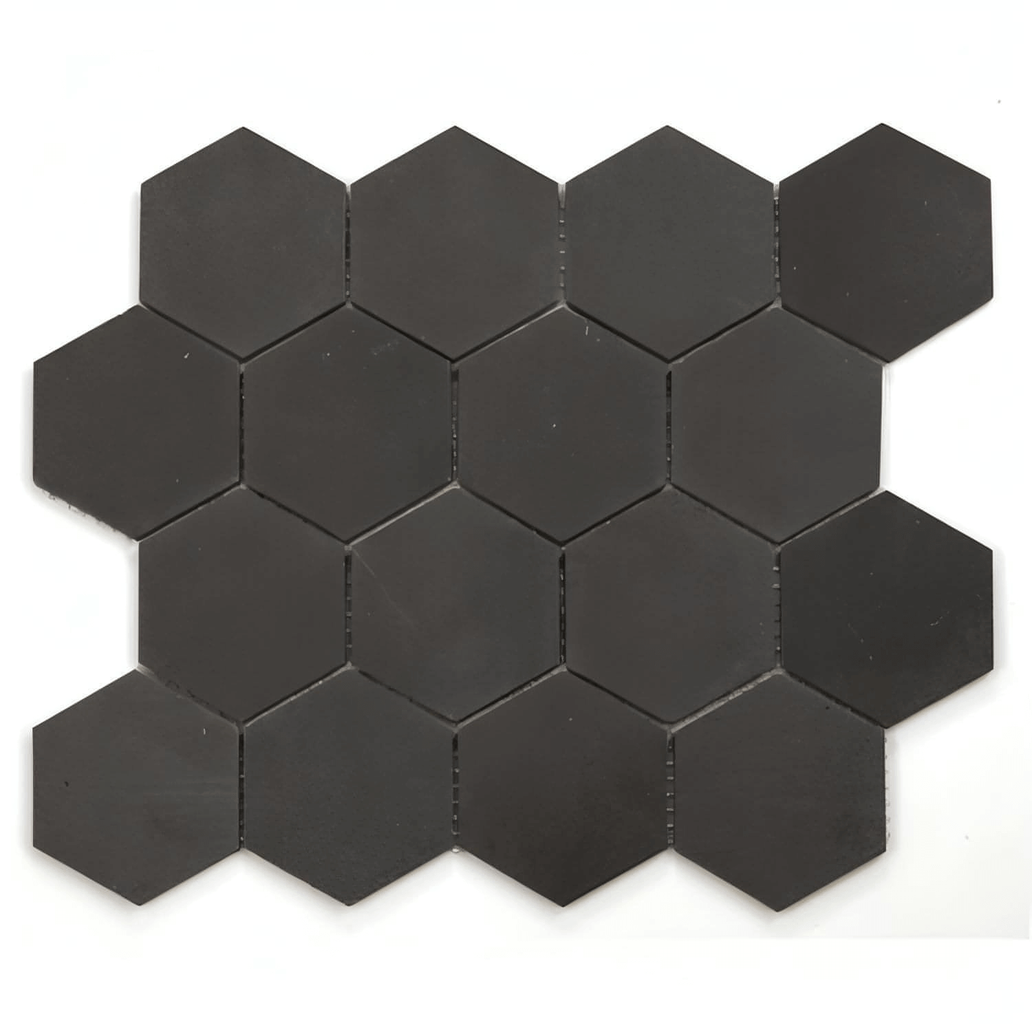 3“ Hexagon Basalt Mosaic Honed