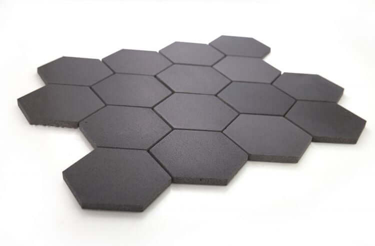 3“ Hexagon Basalt Mosaic Honed