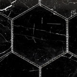 3” Nero Marquina Hexagon Mosaic Tile