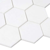 3” Thassos White Marble Hexagon Mosaic Tile