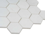 3” Thassos White Marble Hexagon Mosaic Tile