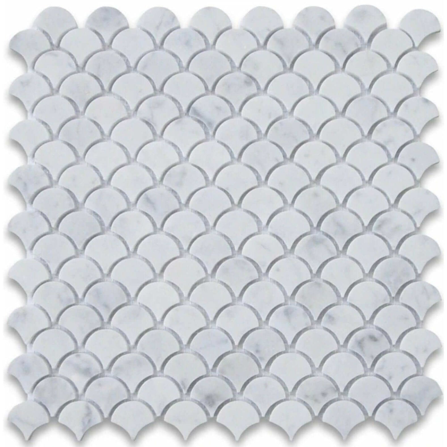 3/4” Carrara White Marble Honed Fan Mosaic Tile
