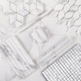 Calacatta Gold Italian Marble Large Basketweave Mosaic Tile with Calacatta Oro Dots Polished