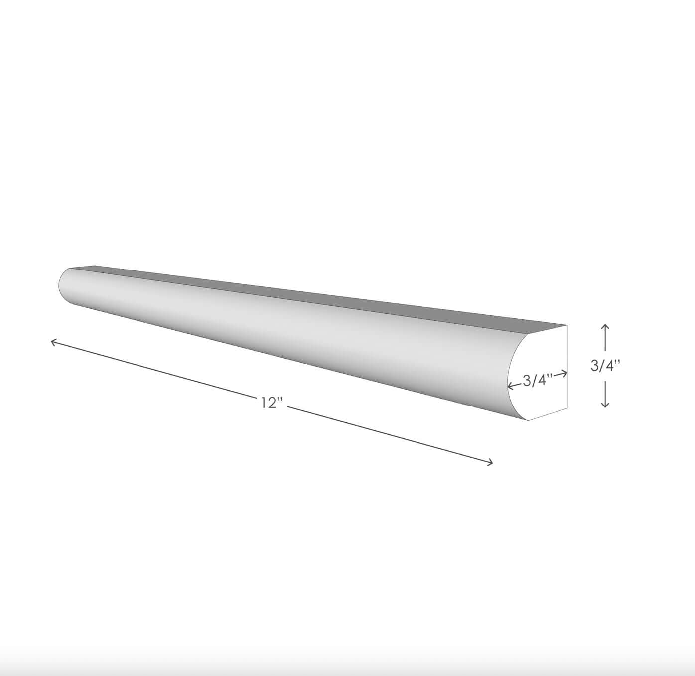 3/4”x12”, 3/4  Bardiglio Bullnose Liner Polished