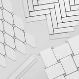 Bianco Dolomite Marble 1x4 Herringbone Mosaic Tile Polished