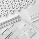 Bianco Dolomite Marble with Bardiglio Gray Leaf La Fleur Waterjet Mosaic Tile Honed