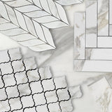 Calacatta Gold Marble Arabesque Baroque Mini Lantern Mosaic Tile Honed