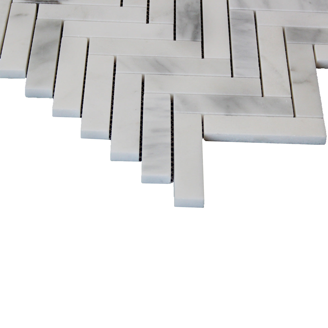 Calacatta Gold Italian Marble 1" x 4" Herringbone Mosaic Tile Polished