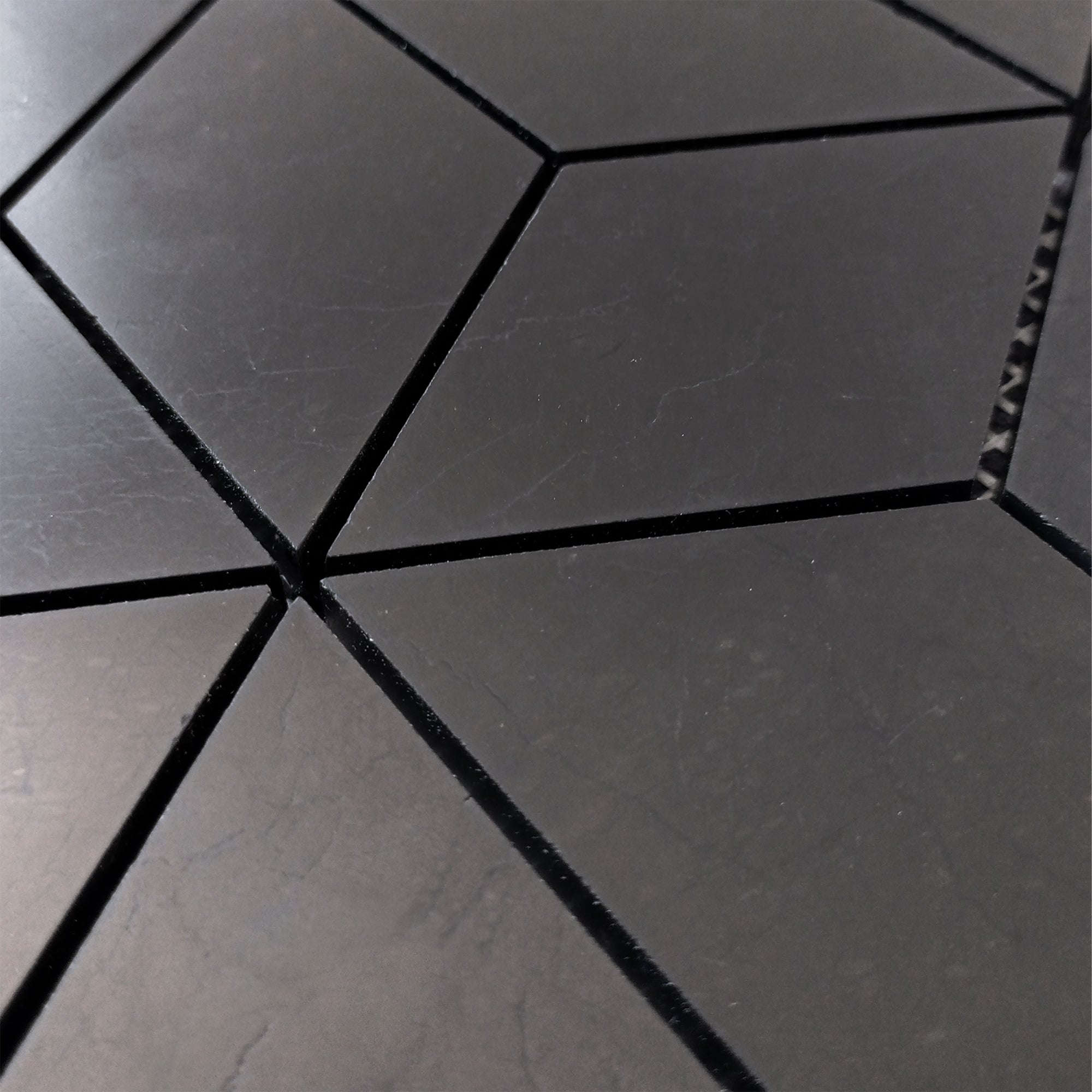 Nero Marquina Black Marble Rhombus 3D Cube Diamond Mosaic Tile Honed
