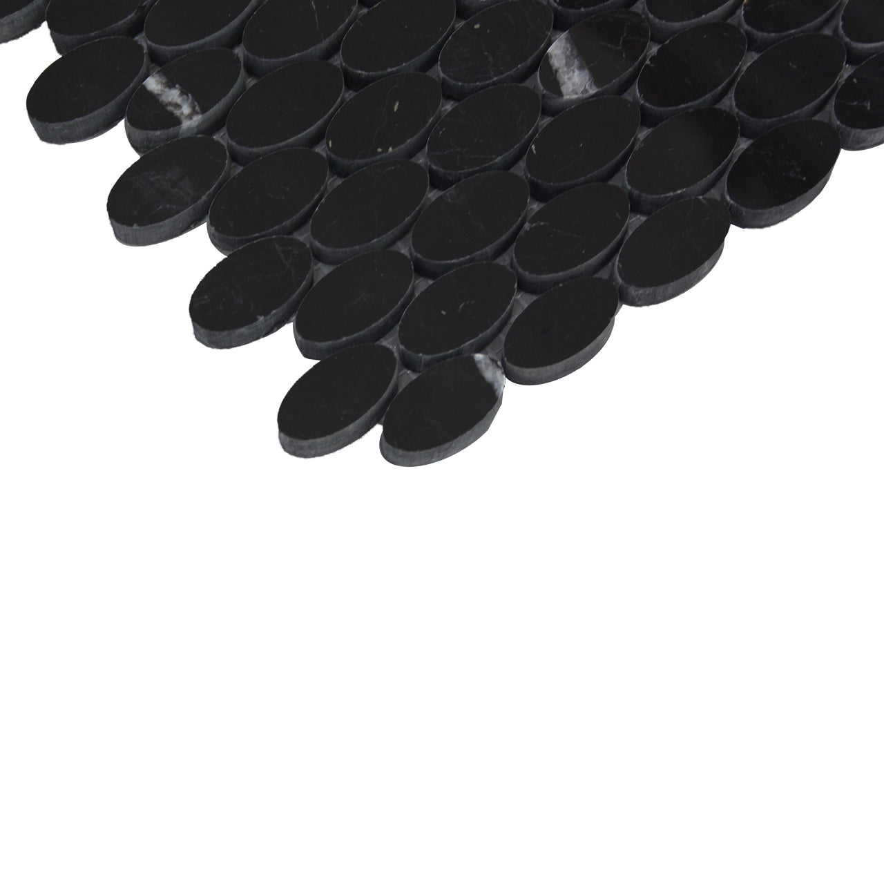 Nero Marquina Black Marble Ellipse Oval Mosaic Tile Honed