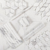 Calacatta Gold Italian Marble Blanco Orchid Leaf Mosaic Tile Honed