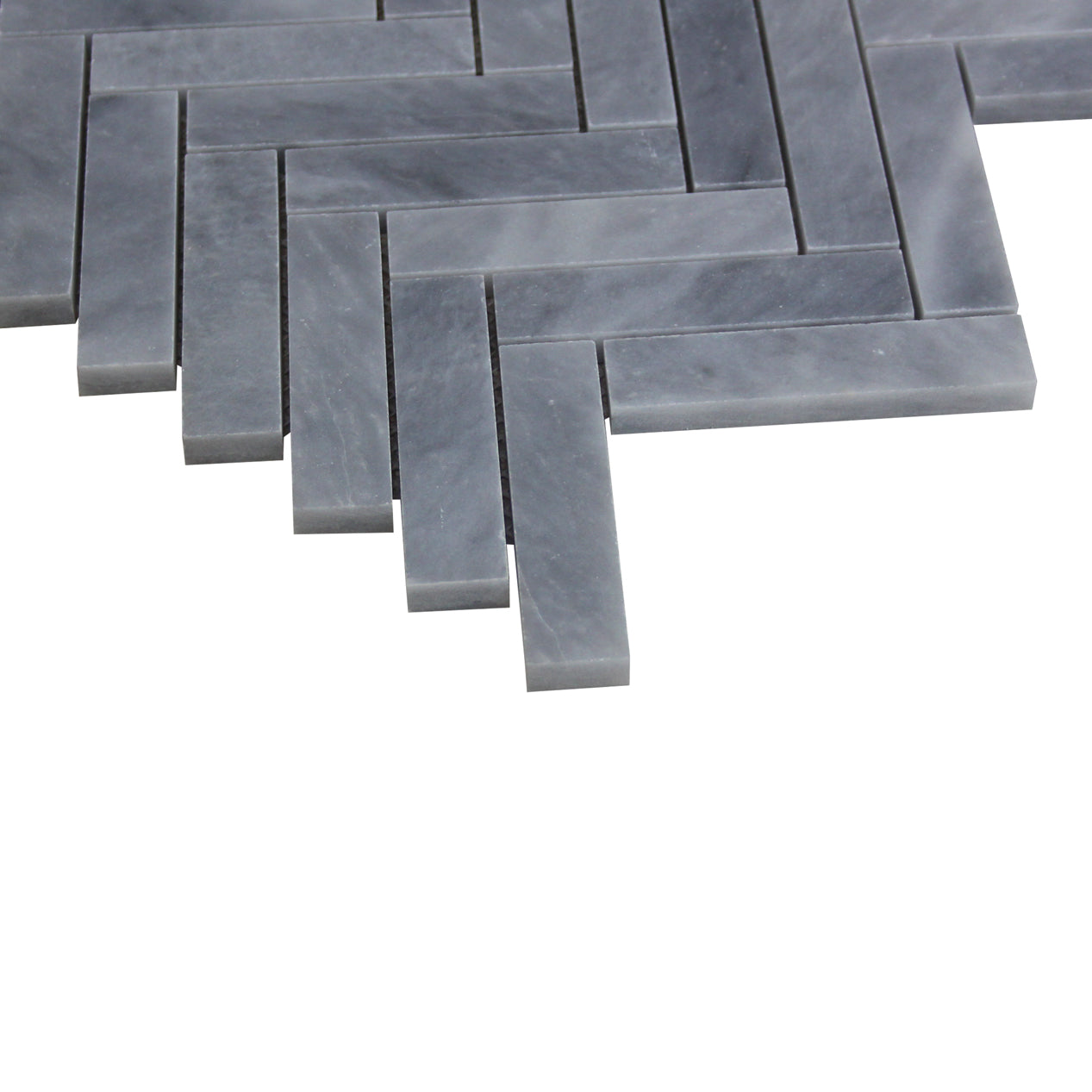 Bardiglio Gray Marble 1" x 4" Herringbone Mosaic Tile Honed